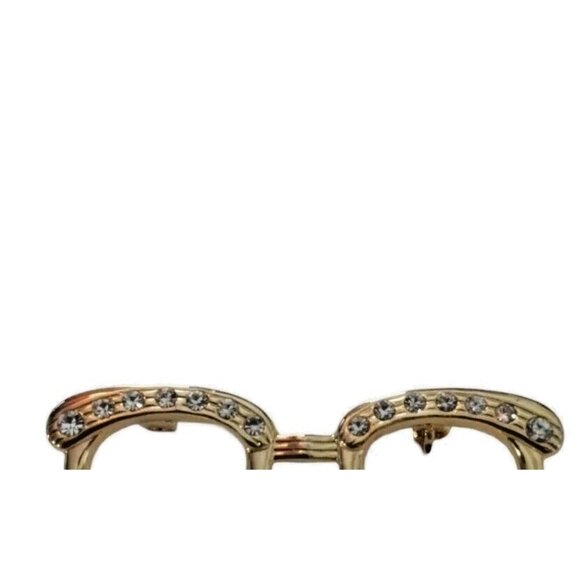 VINTAGE Gold Tone Rhinestone Glasses Brooch Pin Reading Eyewear Sun Protection - Picture 3 of 9